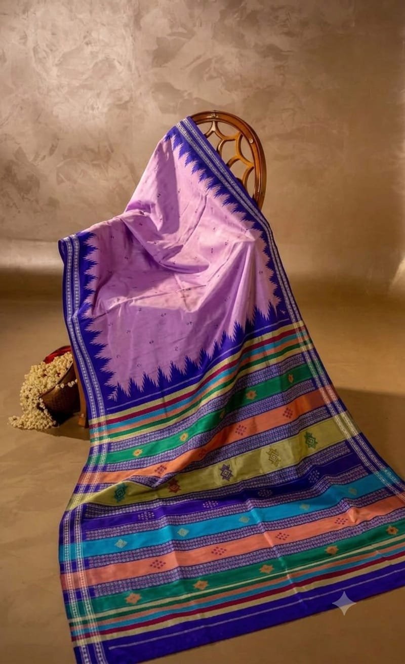 Authentic Handwoven Berhampuri Double Pallu Silk Saree