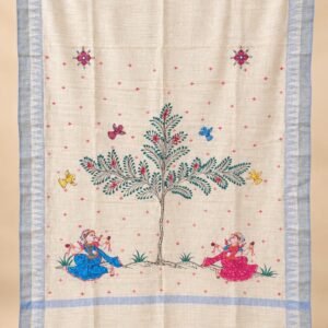 Tassar Cotton Dupatta-Hand Painted Elegance