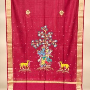 Chanderi Silk Dupatta- Hand Painted Elegance