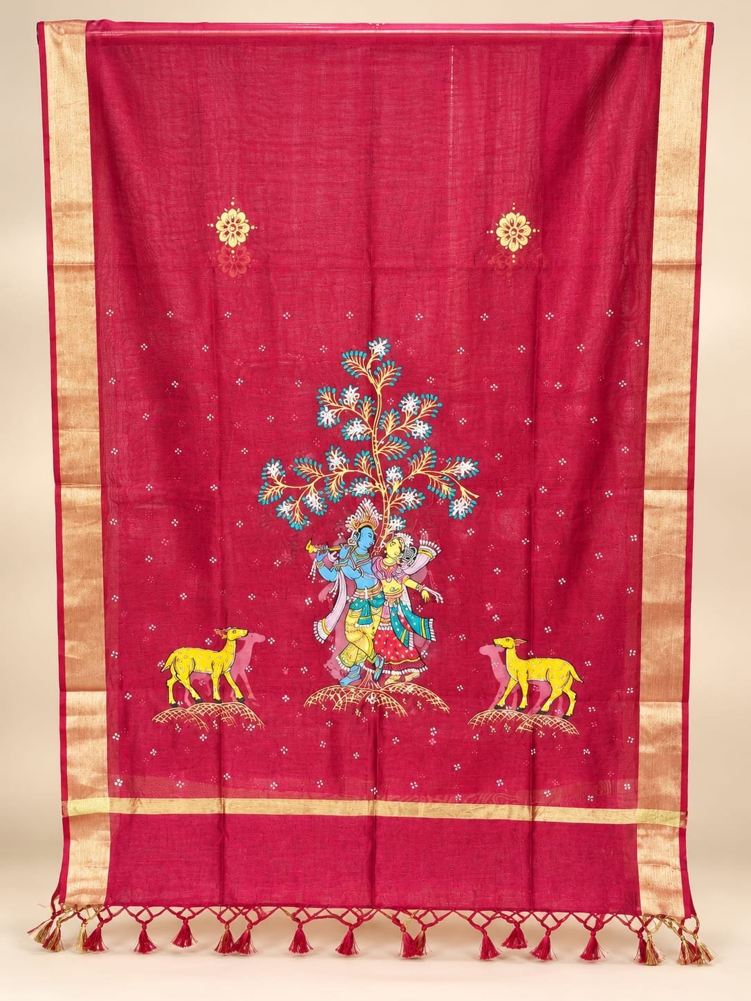Chanderi Silk Dupatta- Hand Painted Elegance
