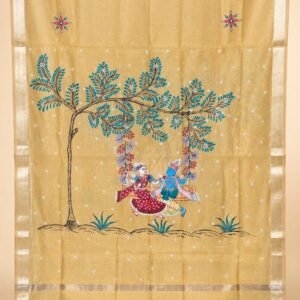 Chanderi silk Dupatta- Hand – Painted Elegance