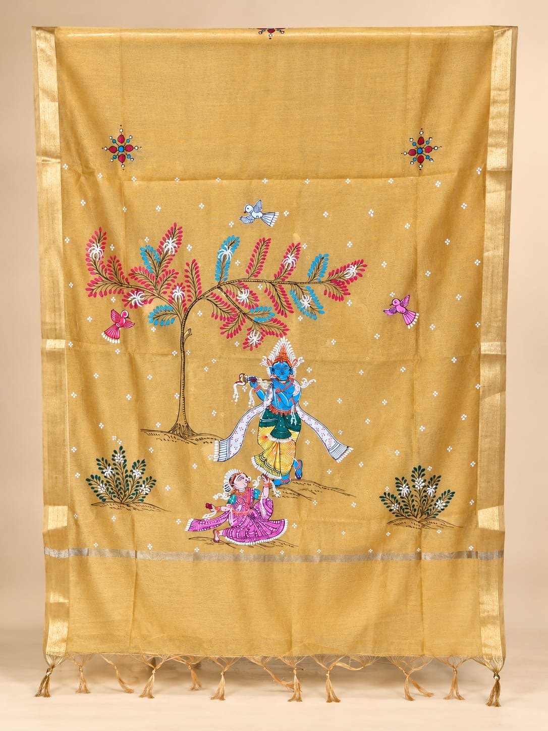 Chanderi silk Dupatta- Hand Painted Elegance