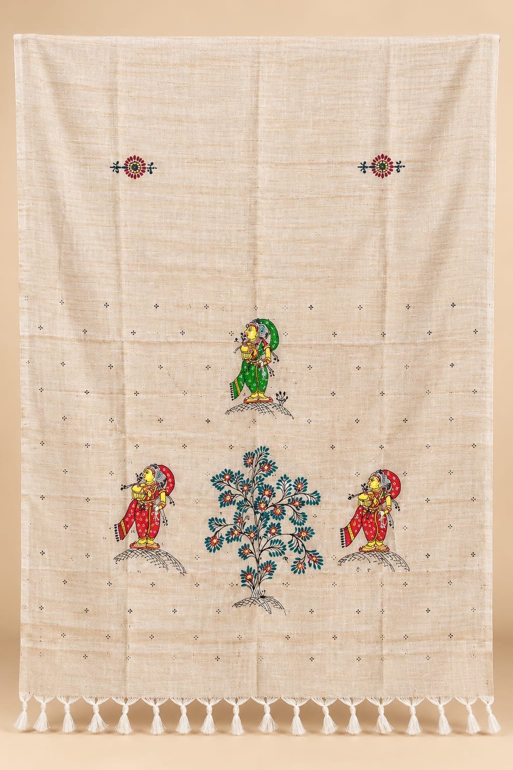 Tassar cotton Dupatta- Hand Painted Elegance