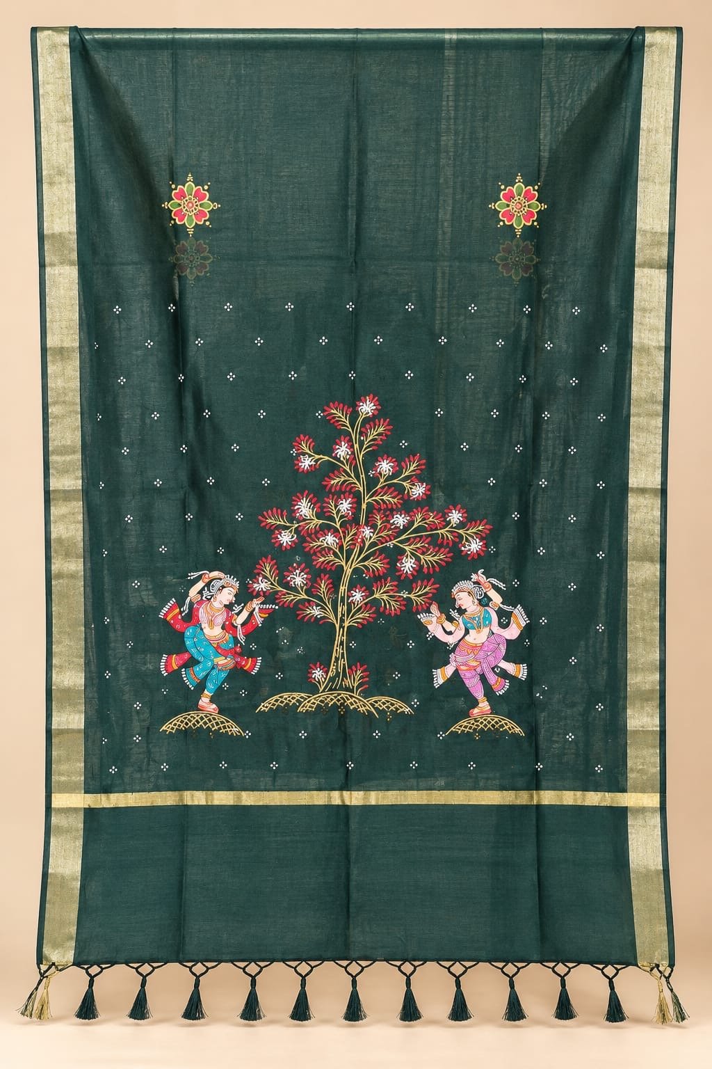 Chanderi Silk Dupatta-Hand Painted Elegance