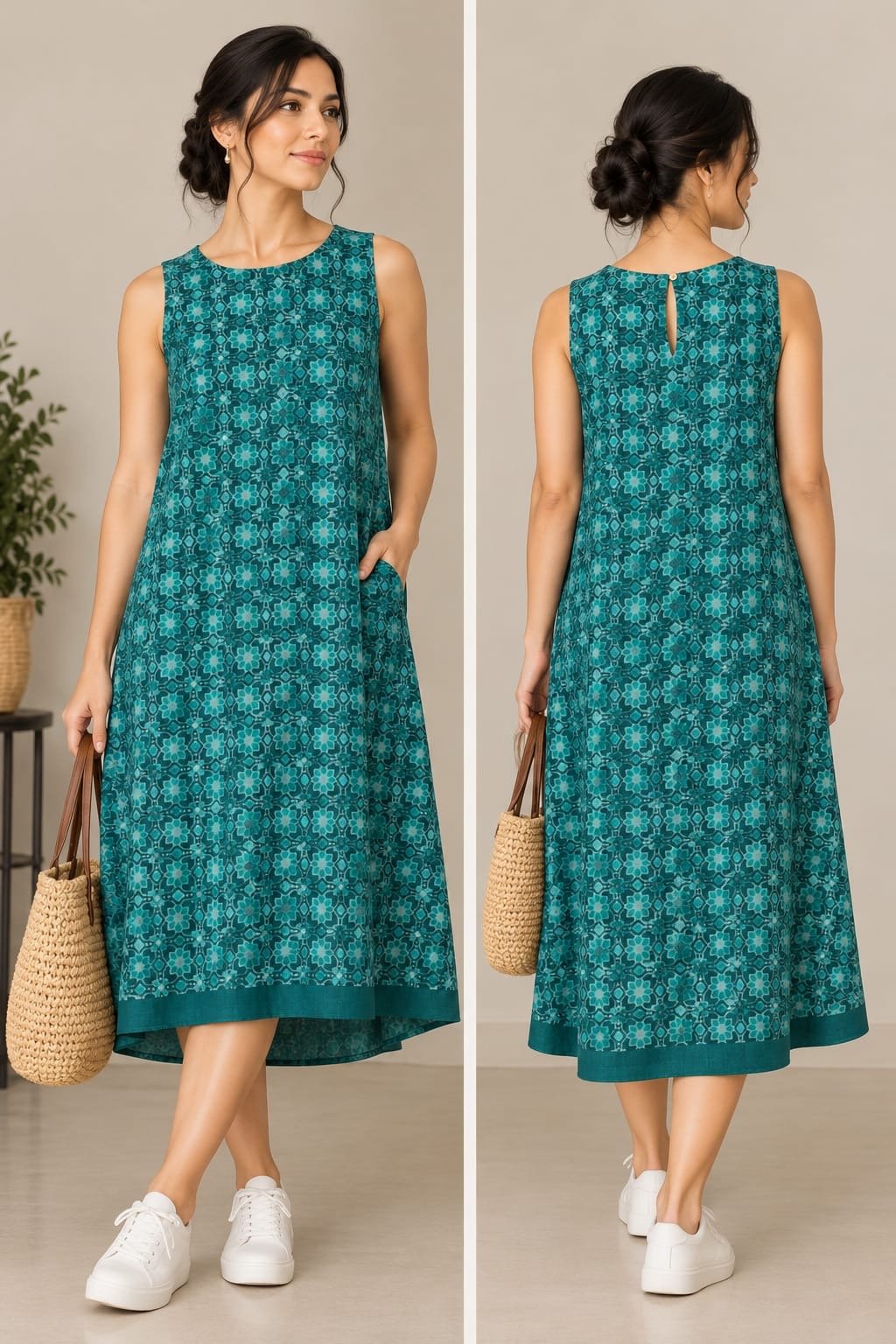 A-line  handloom  Silk Dress