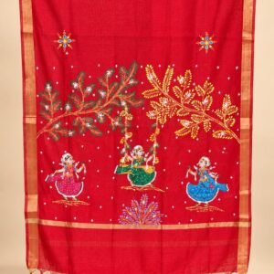 Chanderi Silk Dupatta- Hand Painted Elegance